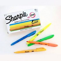 샤피 포켓 형광펜 12자루, 옐로우(진노랑)