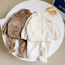 미소파파 스윗드림 무지 극세사 상하세트 키즈 여아 남아 남여공용 겨을 밍크 상하복 따뜻한 등원룩 외출복