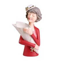 THE VEDO SHOP 귀여운 소녀 꽃병 식물 냄비 현대 동상 입상 수지 세련된 조각 실내 야외 사무실 정원 침실 잔디, 빨간색