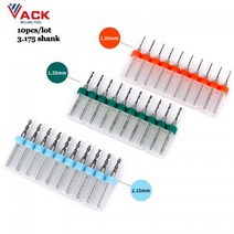 10 개몫 3.175 생크 카바이드 PCB 드릴 비트 인쇄 회로 보드 미니 CNC 드릴링 세트 마이크로 조각 엔드 밀 1mm 2mm, 0.5 TO 1.4mm