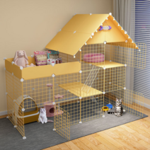 고양이 케이지 럭셔리 빌라 애완동물 하우스 케이지 3단 실내, 복층 빌라 스타일 화이트 75x75x109