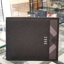 닥스 블랙 체크 가죽 2중 남성 반지갑 WBWA1E801BK