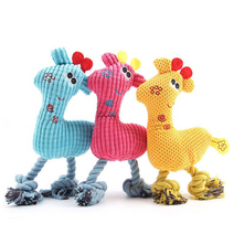 meongzi 강아지 장난감 애견 반려동물 바스락 삑삑이 이갈이 터그 치실 실타래 토이 인형 봉제장난감, 1개, 치실로프 기린삼형제 옐로우