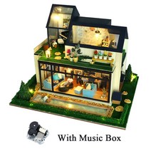 DIY 나무 크리스마스 인형의 집 미니어처 빌딩 키트 가구 포함 유럽풍 카사 집 성인 선물용 장난감, 03 B only dollhouse