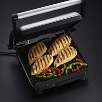 Russell Hobbs 연락처 그릴 [3-in-1: 테이블 그릴 - 오픈 그릴 플레이트 | 파니니 & 샌드위치 메이커 | 접점 그릴 - 양면 동시] 스테인리스 스틸 붙지 않는 플레이트 17888-56 -18389, 접점 그릴 3-in-1
