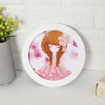 L.ONLINESHOP어린이 DIY 보석 십자수 비즈 꾸미기 액자포함 may83 십자수도안 십자수실 십자수원단 프린트십자수 십자수아기신발 프렌치자수, 분홍