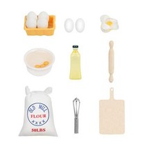 GHSHOP 9Pcs 인형 집 베이킹 세트 장식 선물 미니어처 음식 Eggbeater 롤링 핀 밀가루 가방, 1.7cm-4.8cm, 수지, 목재, 다색