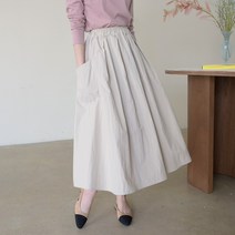 데일리앤 마일리 여성 바스락 밴딩 플레어 포켓 롱 스커트 봄 여름 가을