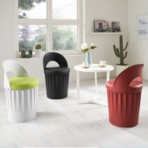 감성 다용도 스툴수납의자 에스파스 수납의자 수납스툴의자 등받이의자 화장대의자 깡통의자 드럼통의자 스툴의자 보조의자 플라스틱의자 인테리어 의자, 1.등받이 수납의자_화이트(핑크쿠션)