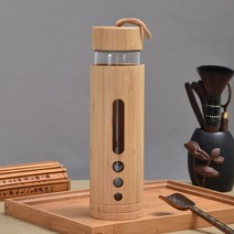 실리콘물병 핸디보틀 실리팟 대나무 껍질 고온 내성 유리 단층 높은 붕규산 가정용 물 컵 크리에이티브 휴대용 코드 포함, 4.600ml  Style 1