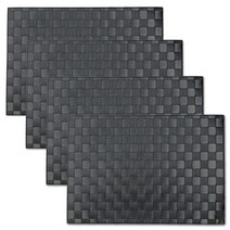 웨빙 브레이드 우븐 폴리프로필렌 플라스틱 플레이스 매트 씨 블루 4개 세트 CAIT CHAPMAN HOME COLLECTION, 4, Black, Black