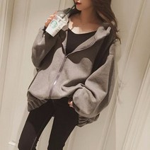 MJ 여성 후드 집업 루즈핏 커플룩 +덧신 증정136 Vanv1