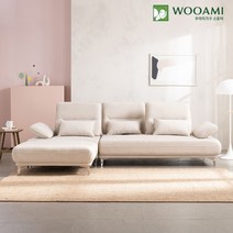 [우아미가구] 사만다 4인+스툴세트 스윙 무빙팔걸이 조야원단 패브릭 소파 2color, 전체색:크림아이보리