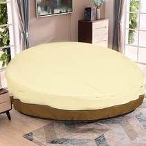 Aurragiy 야외 데이베드 커버 방수 228.6cm(90인치) 원형 데이베드 커버 420D 옥스포드 원단 튼튼한 커버 정원 데이베드 가구용(그레이+블랙), Beige+coffe