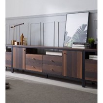 모던유러피안 오동나무 블랙스틸 서랍거실장1800(2색) 미니 인테리어 목재, 샤틴브라운