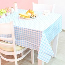 파티해 체크 비닐 테이블보, 블루