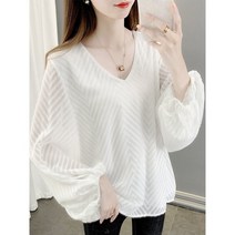 여성 플레어 소매 레이스 블라우스