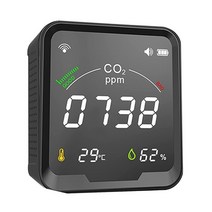 실내 공기질 모니터 CO2 감지기 NDIR 센서 이산화탄소 감지기 온도 습도 공기 테스터, 01 Black