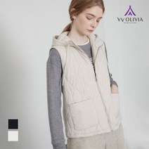 올리비아로렌 물결퀼팅 후드 패딩베스트 VVBKAYW9121