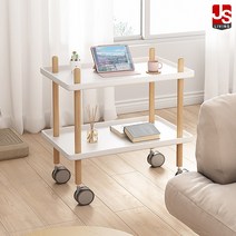 JS리빙 사이드 테이블 보조 책상 조립식 노트북 컴퓨터 간이 탁자 식탁 베드 거실 침대 쇼파 이동식 원목 높이 조절 협탁 서랍형 다용도 침실 가구 탁상 2단 바퀴 T-167*34, 토라 사이드테이블 (단품/1개)