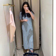 [레티고] 여름 반팔 플리츠 롱 원피스