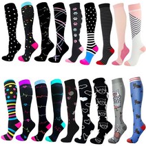 압축 양말 남성여성용 블랙 스타 하트 모양 동물 골프 튜브 야외 러닝용 미끄럼 방지 긴 튜브 양말 남성 여행용, [2] LXL, [22] WYSZ062