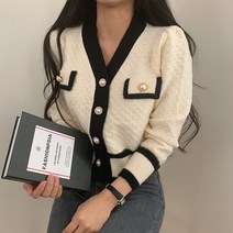 넷투넷코리아 여성 트위드 니트가디건 크롭 캐주얼 기본 아우터