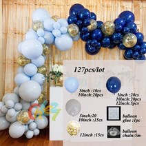 블루 마카롱 풍선 화환 아치 키트 생일 파티 장식 아이 베이비 샤워 기념일 웨딩, 17 Blue Set 18
