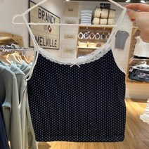 달콤한 여성 y2k 레이스 폴카 도트 탱크 탑 여름 패션 숙녀 슬림 자른 탱크 귀여운 소녀 다크 네이비 짧은 코튼 탑스