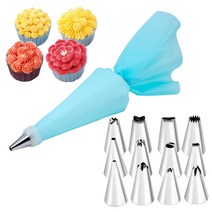 댕댕구리 패스트리 백 케이크 노즐 세트 베이커리 제과 장비 장식용 6-24 개, 12pcs SET1 Blue