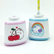 몰랑 자동 연필깎이 전동 미니 휴대용 연필깎이학용품, 자동연필깎이 핑크
