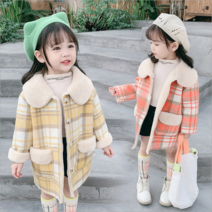 쪼꼬미샵 여아 보들 체크 코트 겨울