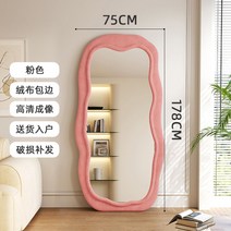 비정형거울 웨이브전신거울 카페 옷 욕실 불규칙 현관 드레스룸, 기본, 핑크 75cmx178cm