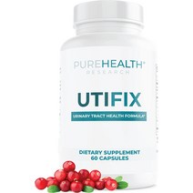 PUREHEALTH RESEARCH UTIFIX 크랜베리 장기 보충제 포함 D-만노스 UTI 1000mg 캡슐 + 300mg 크랜베리 추출, 한개옵션1, 01 1병