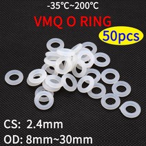 고무오링 VMQ-O 링 씰 개스킷 두께 CS 2.4mm OD 8 30mm 실리콘 고무 절연 방수 와셔 원형 흰색 Nontoxi 50 개, [22] OD 29mm, [01] WHITE, [01] 2.4mm