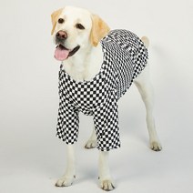 럭키페터 미니체크 강아지 옷 소형견 대형견 티셔츠, 화이트/블랙