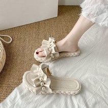 Sykol 여름 여성용 예쁜 소프트 진주 솔리드 슬리퍼