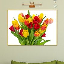 보고아트 로맨틱 플라워 알록달록 튤립 생화 식물 그림 거실 인테리어 액자, [11] 레드옐로우튤립_흰배경