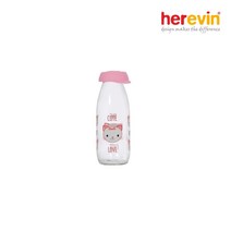 GW1ED4FE 쥬스병 캐릭터 병 250cc 핑크 물병 EVA 고양이 유리 헤르빈 냉장고, 250ml