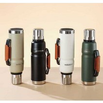 대용량 보온병 1.1L 원터치버튼 겨울 필수품 캠핑 감성 차박, 와일더니스 그린 (1100ml)