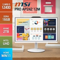 MSI PRO AP242 12M 일체형 PC i5-12400 화이트에디션, 메모리 16GB/SSD2TB/윈도우11홈