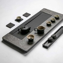 돌 차 트레이 돌 트레이 천연석 차 테이블 다도, 60x40cm 싱글 티 트레이