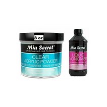 미아 시크릿 아크릴 파우더 모노머 세트 색상과 사이즈, 8 oz clear & monomer