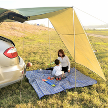 차박 렉타 타프/차박용/캠핑/차박타프/방수타프/타프폴대/타프세트/캠핑용품/텐트/야외/그늘막, 브라운L