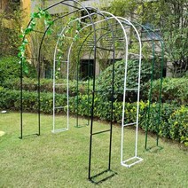 울타리 담장 아치형 등나무 덩굴 식물 받침대 철제 야외 정원 가드닝 장식 꽃문, 흰색 2.8m 폭 2.2m 높이