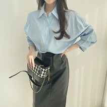 러블리아미에 / 아미에 /새틴 실크 루즈핏 롱 블라우스 5color