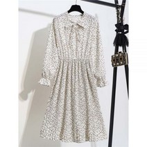 여자 우아한 캐주얼 꽃 프린트 가을 겨울 Pleated 드레스 빈티지 보우 칼라 긴 소매 시폰 셔츠 2022 로브 Femme