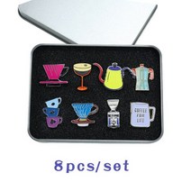새로운 도착 에스프레소 액세서리 바리 스타 커피 메이커 브로치 미니 커피 탬퍼 아름다운 커피 배지 카페 선물 상자, 5