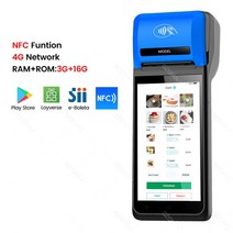 4G 스마트 핸드 헬드 POS PDA 모바일 안드로이드 터미널 Wifi NFC 2D 스캐너 58mm 열전사 프린터 시점 시, 02 Blue-4G PDA_01 EU 플러그