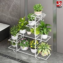 JS리빙 철제 화분진열대 베란다 화분정리대 63*23*85 화이트 데니스 엔틱 화분대 선반 [모델명: N_2993*TR], 데니스 화분대-화이트